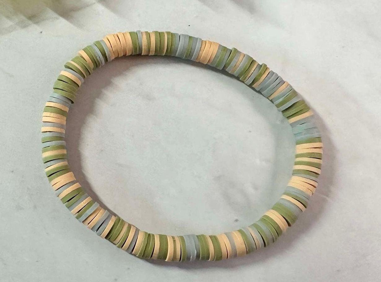 Single Strand Handmade Heishi Polymer Clay Bracelet