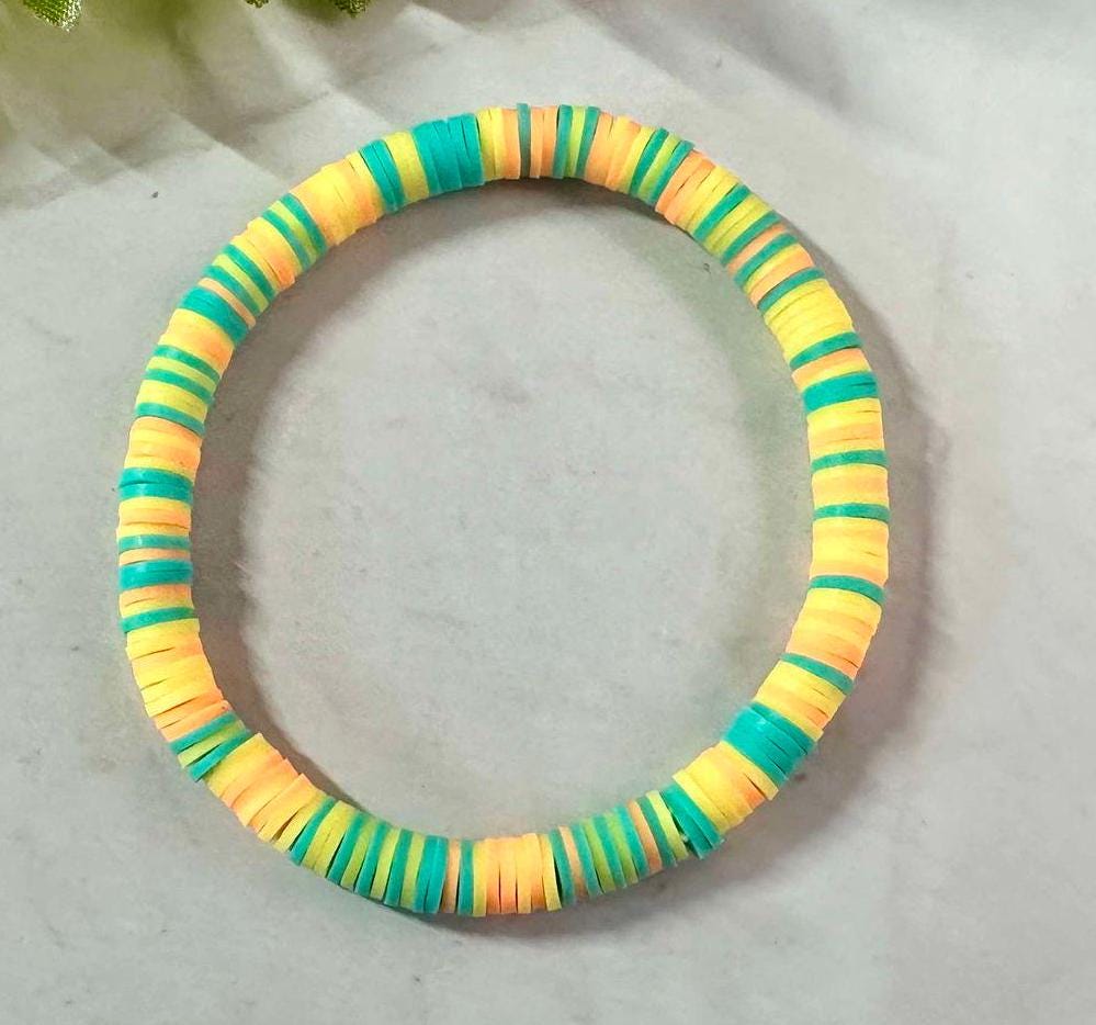 Single Strand Tropical Heishi Polymer Clay Bracelet