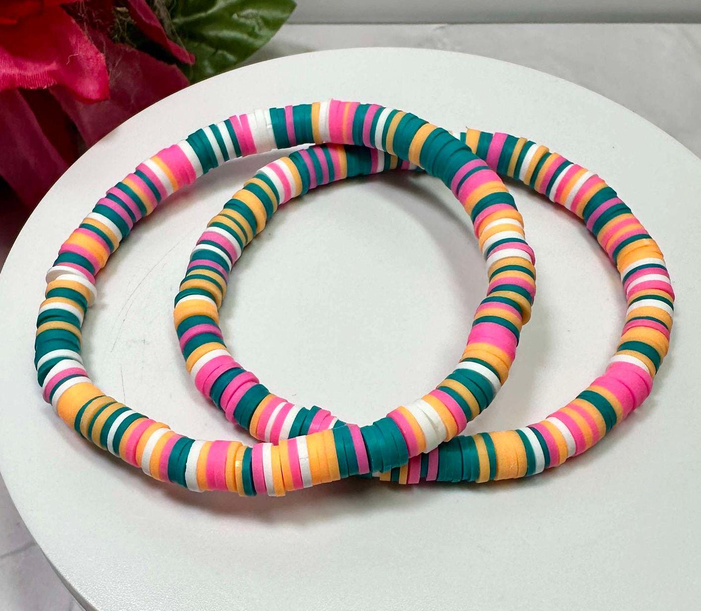 Single Strand Tropical Heishi Polymer Clay Bracelet