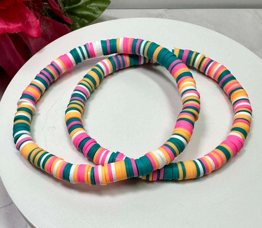 Single Strand Tropical Heishi Polymer Clay Bracelet