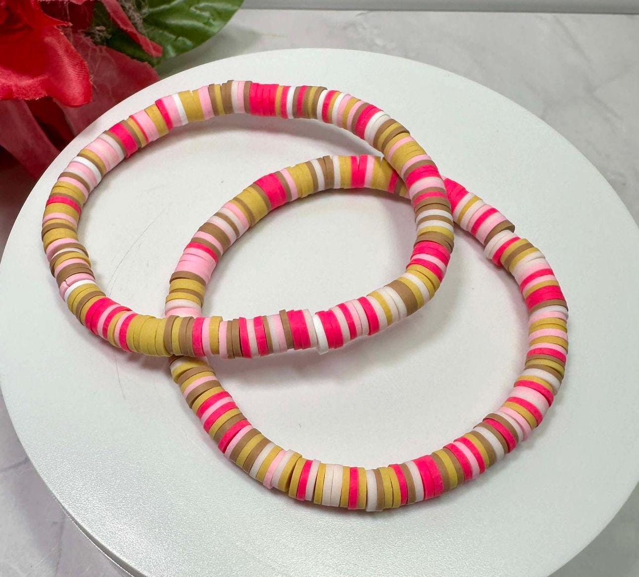 Single Strand Caramel Cider Heishi Bracelet