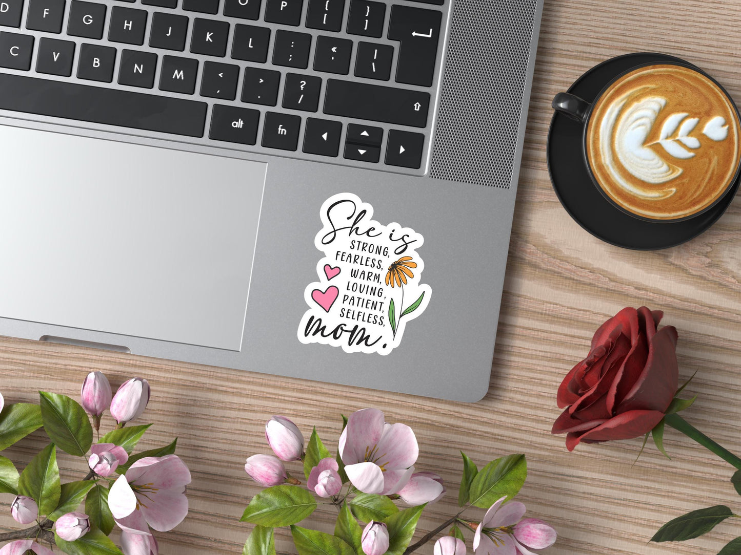 Strong Mom Flower Sticker