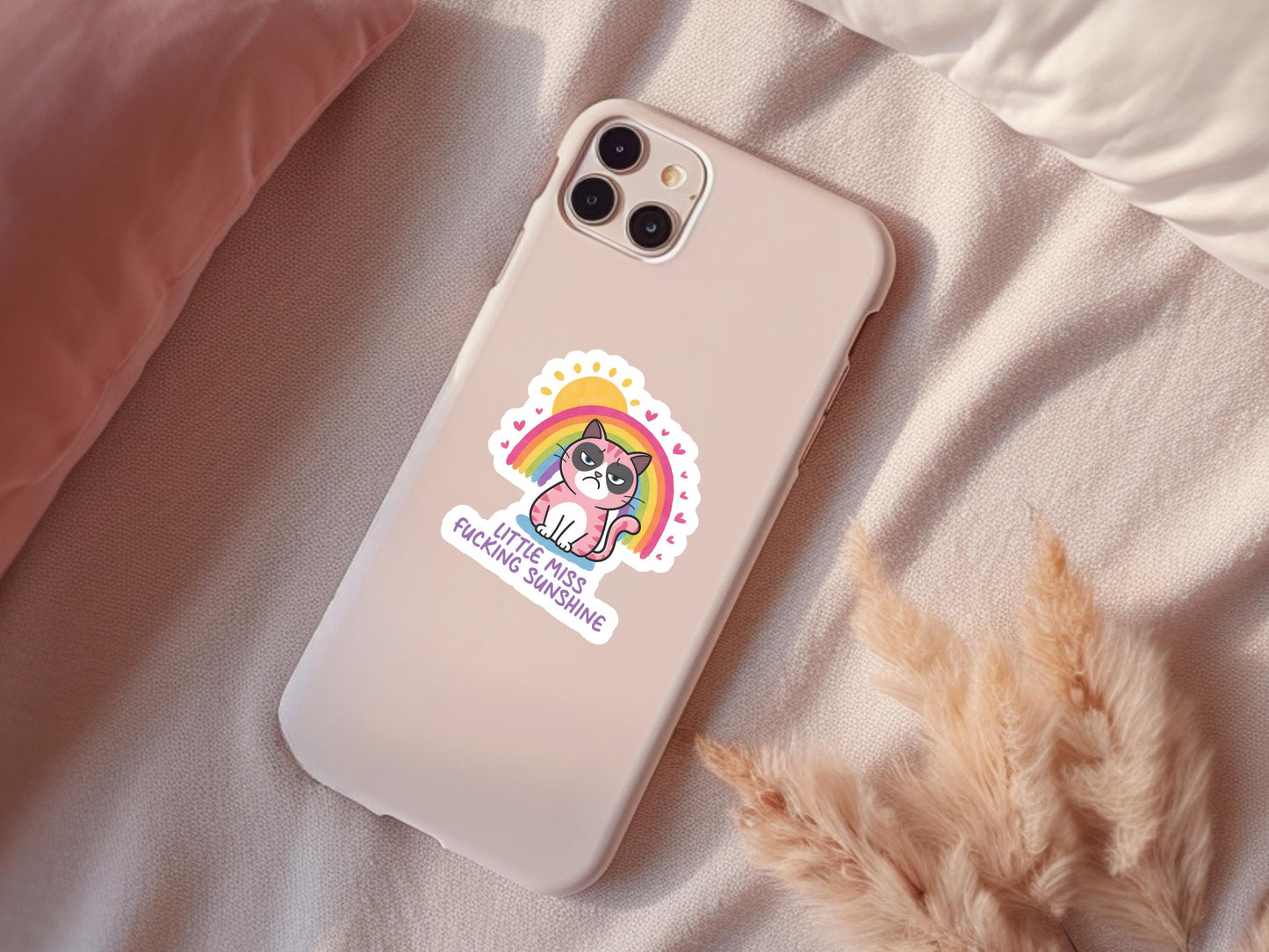 Little Miss Fucking Sunshine Cat & Rainbow Sticker