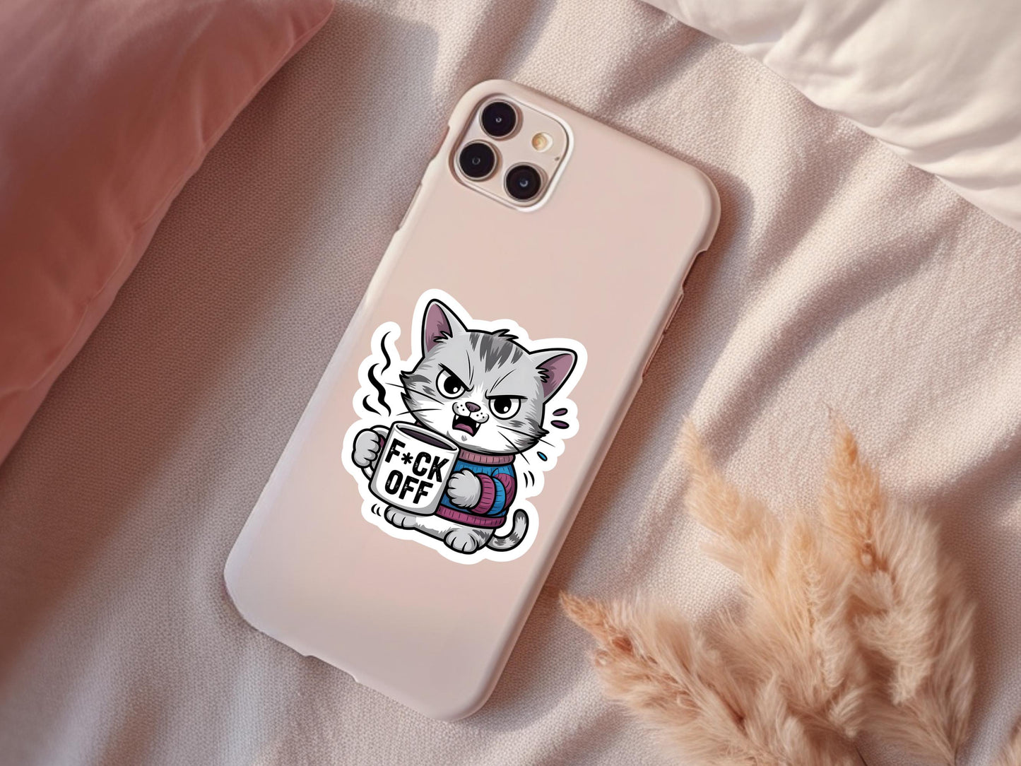 Funny F*ck Off Cat Coffee Sticker
