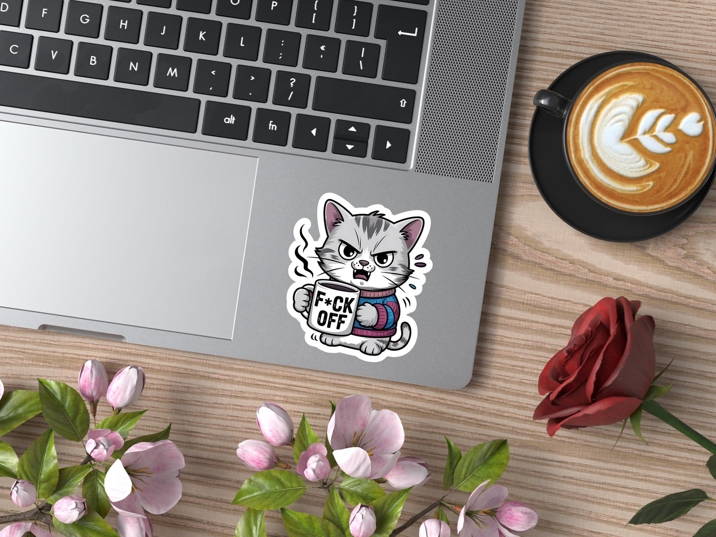 Funny F*ck Off Cat Coffee Sticker