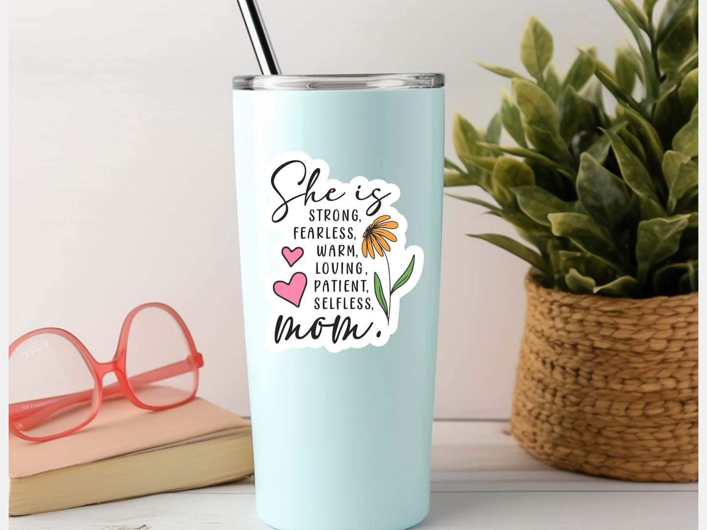 Strong Mom Flower Sticker