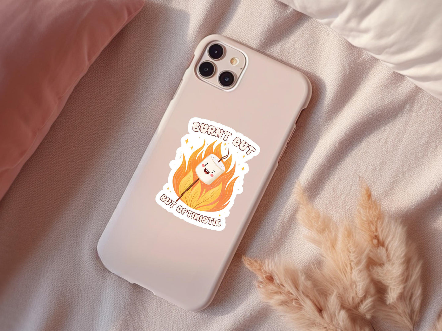 Burnt Out But Optimistic Marshmallow Mental Health Sticker