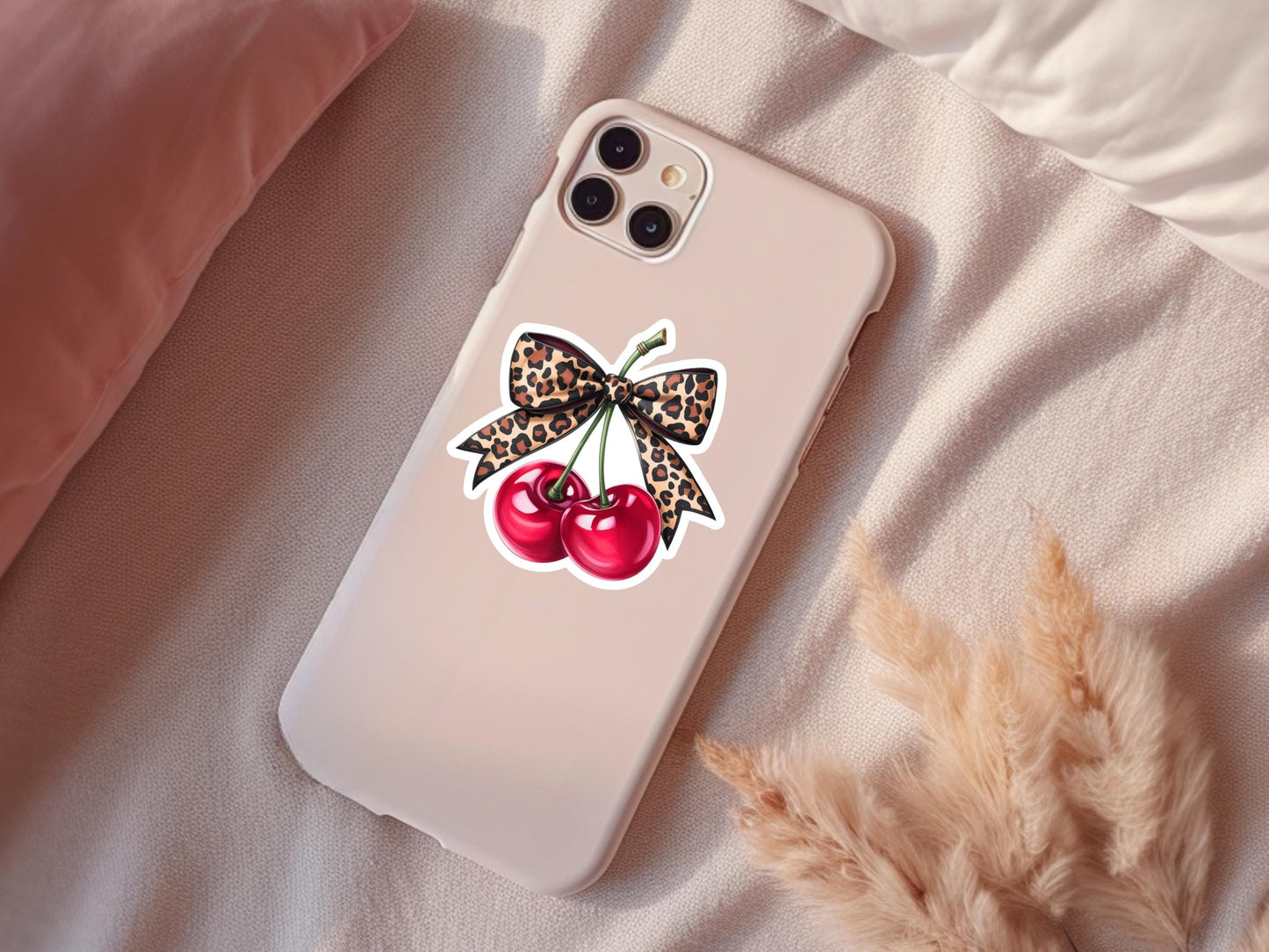 Cherry With Leopard Bow Sticker