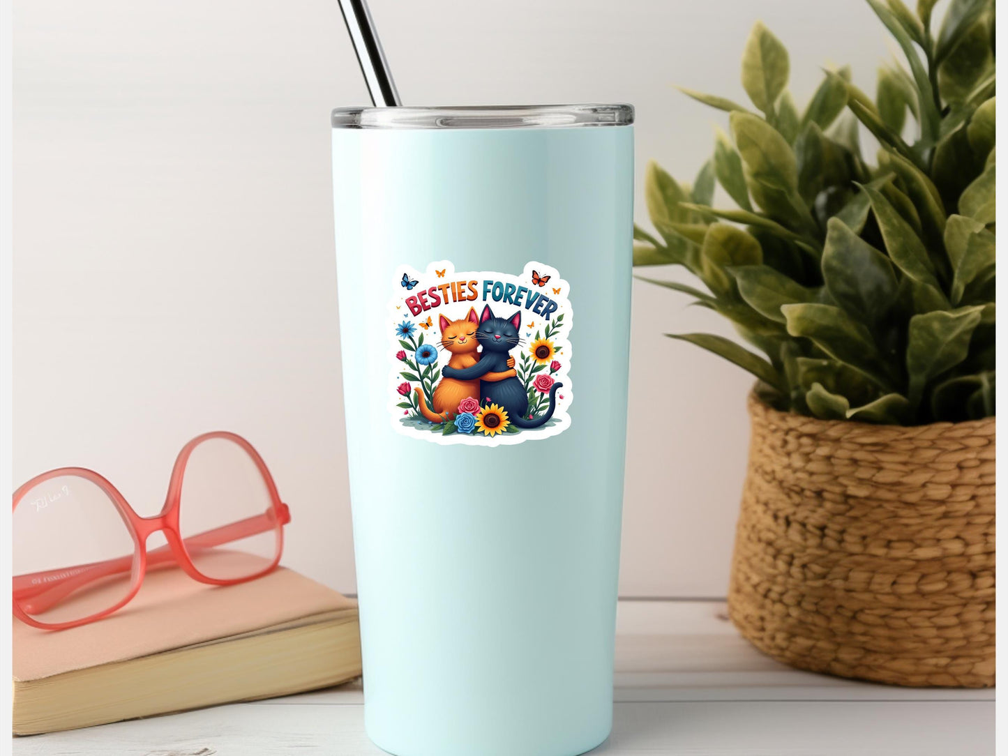Besties Forever Cat Sticker