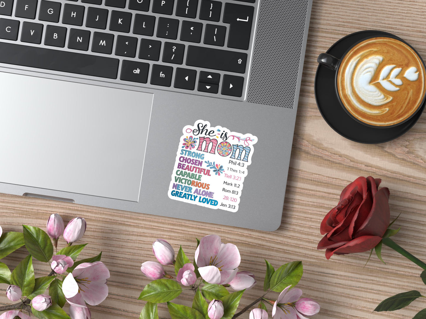 She Is Mom Sticker: Religious Mom Laptop Decal