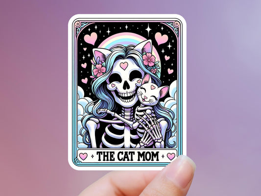 Cat Mom Skeleton Tarot Sticker