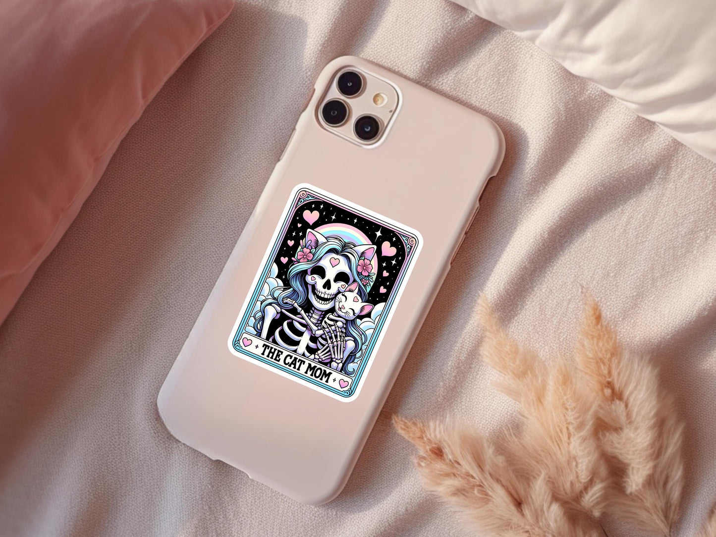 Cat Mom Skeleton Tarot Sticker