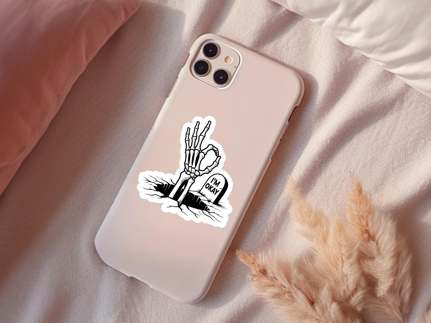 I'm Ok Skeleton Hand Sticker