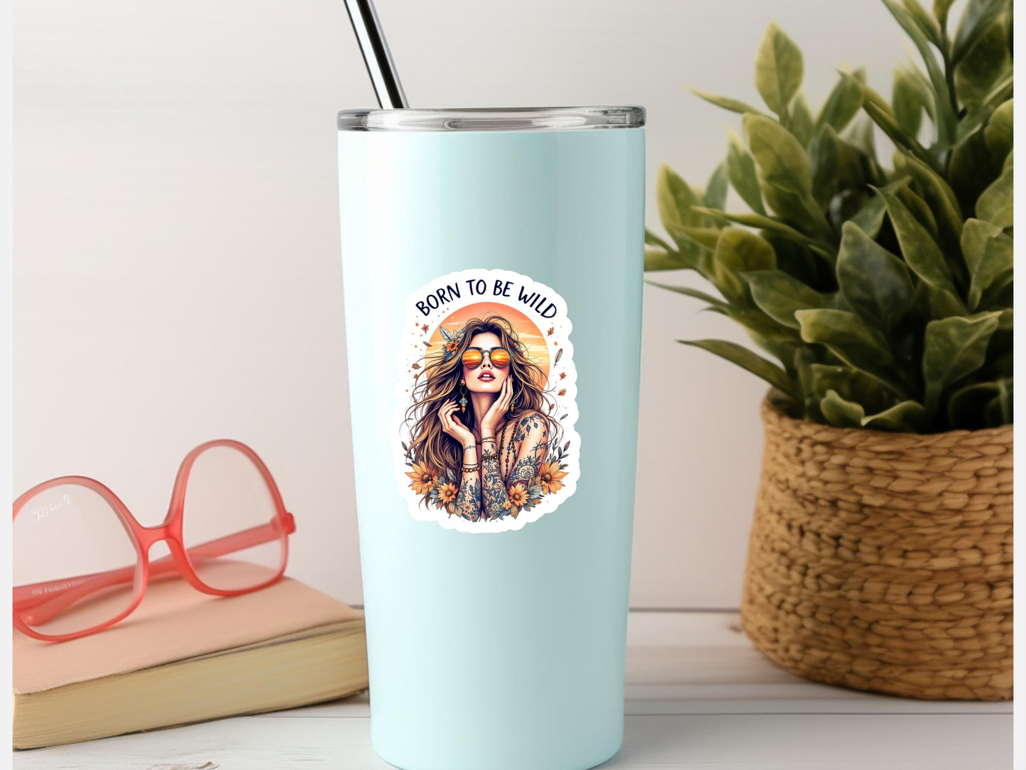 Born To Be Wild Retro Girl Sticker