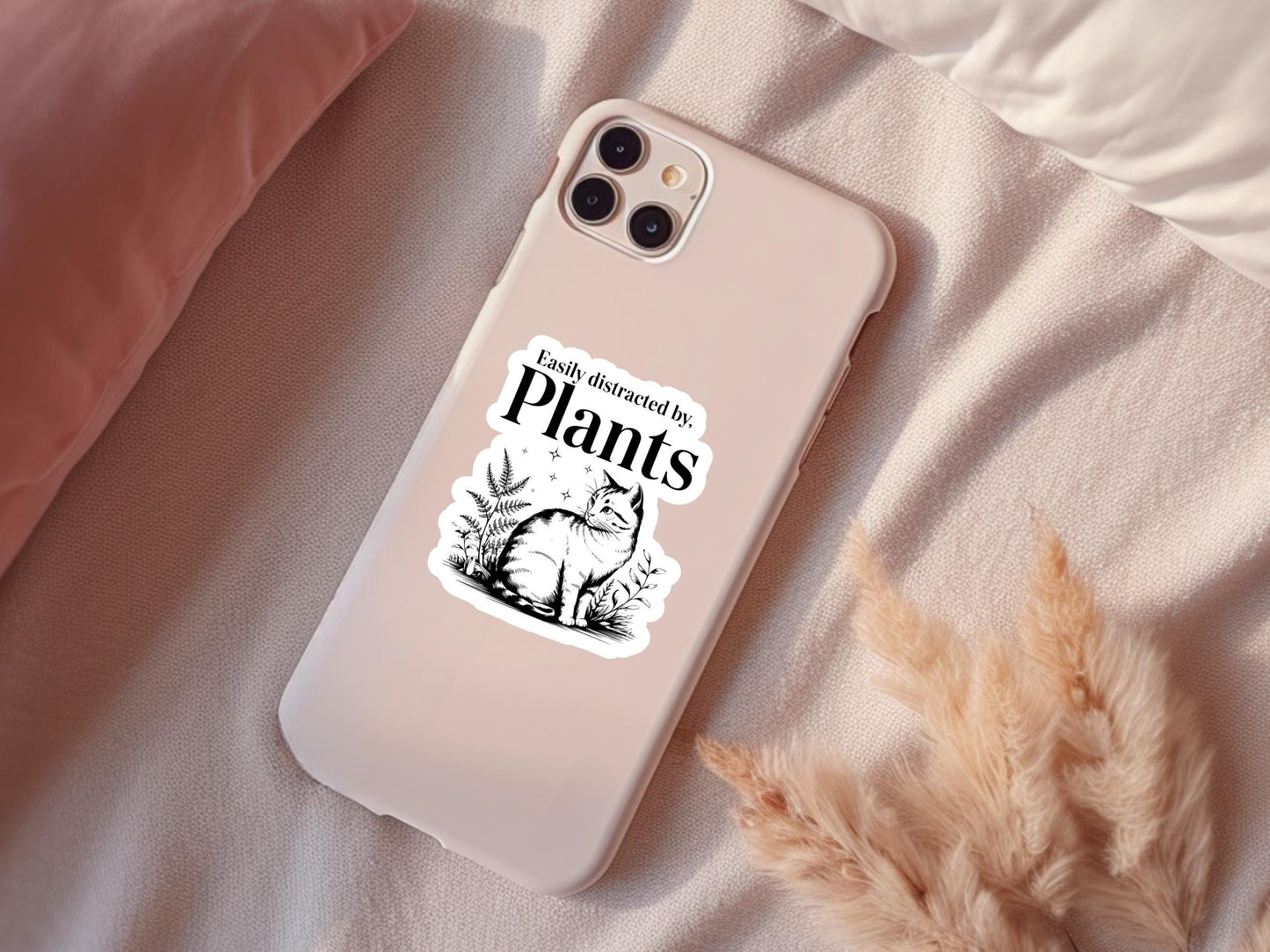 Easily Distracted By Plants Cat Sticker