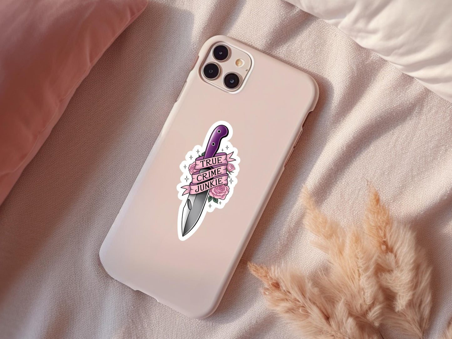 True Crime Junkie Knife Sticker