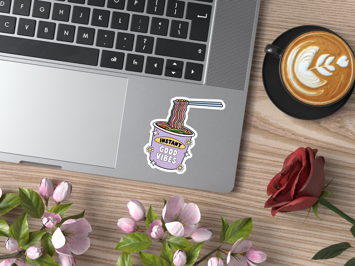 Good Vibes Noodles Sticker: Matte Vinyl Laptop Decal