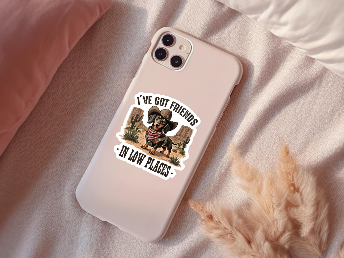 Funny Weiner Dog I've Got Friends In Low Places Sticker
