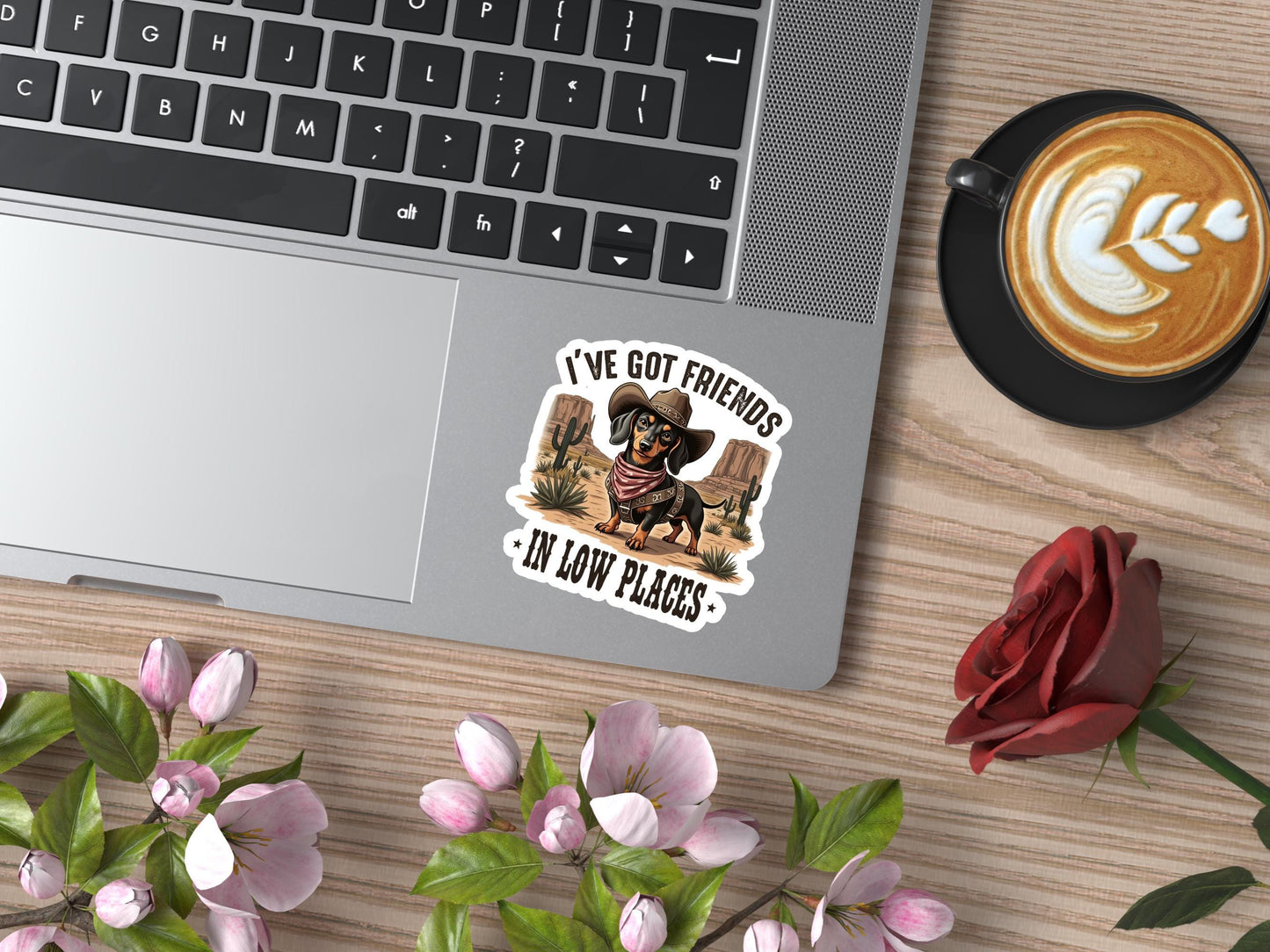 Funny Weiner Dog I've Got Friends In Low Places Sticker