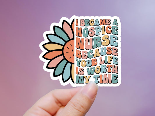 Hospice Nurse Flower Sticker: Durable Matte Vinyl Laptop Decal