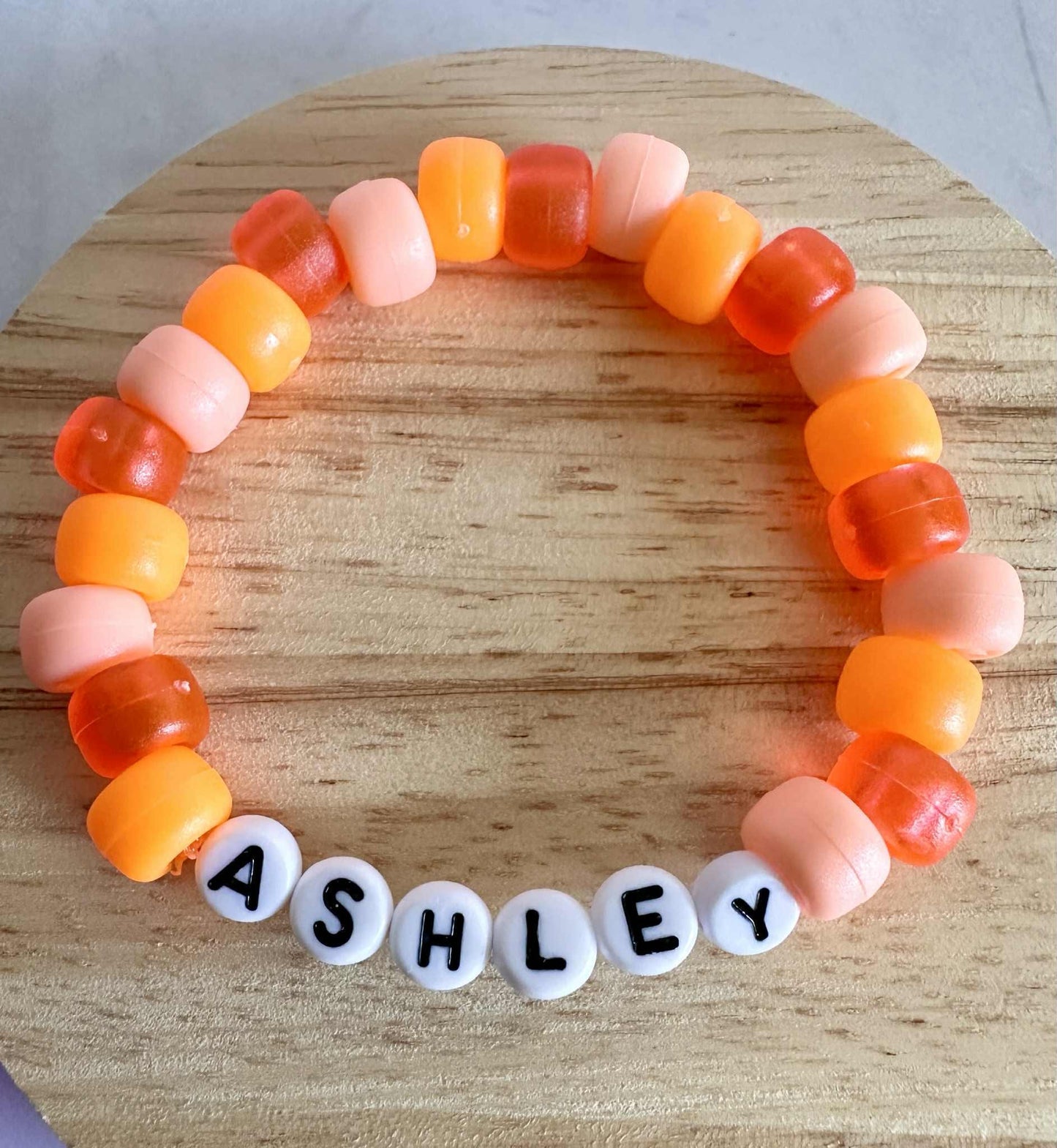 DIY Personalized Name Bracelet Kit: Orange Jelly Beads, Party Favor