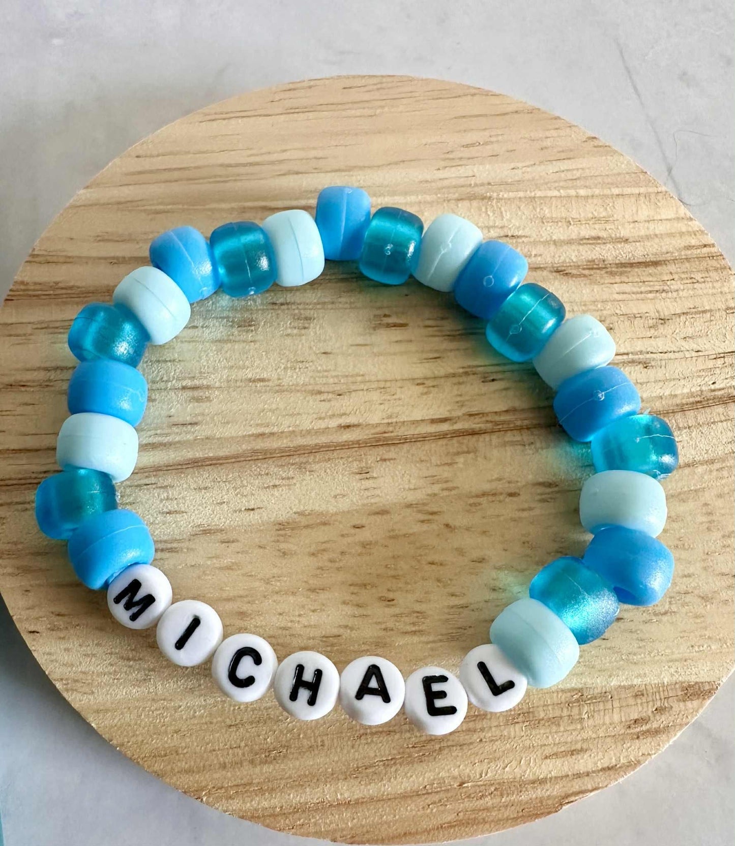 DIY Personalized Name Bracelet Kit: Blue Jelly Beads, Party Favor