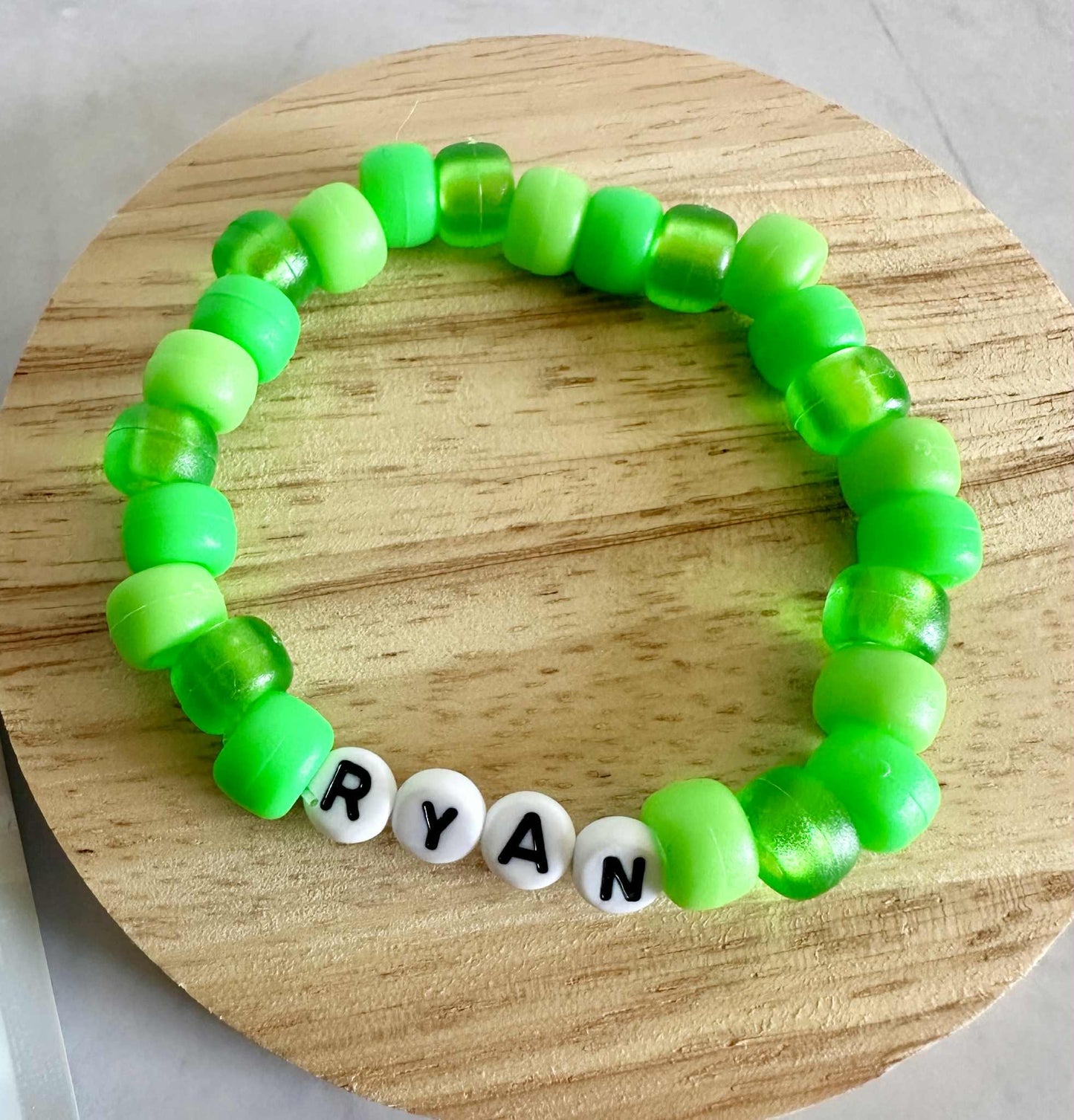 DIY Personalized Name Bracelet Kit: Green Jelly Beads, Birthday Party Favor