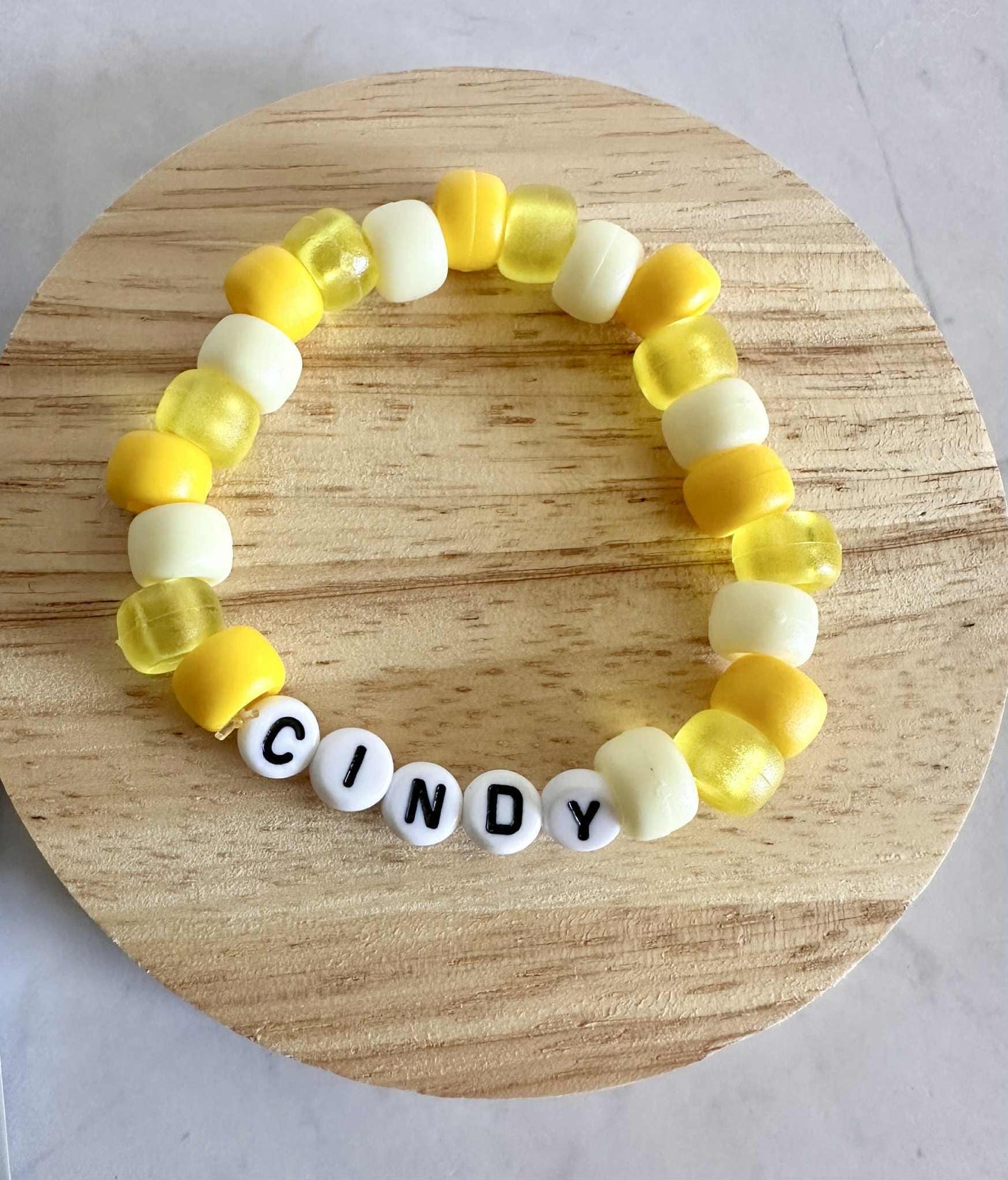 DIY Personalized Name Bracelet Kit: Yellow Jelly Beads, Custom Party Favor