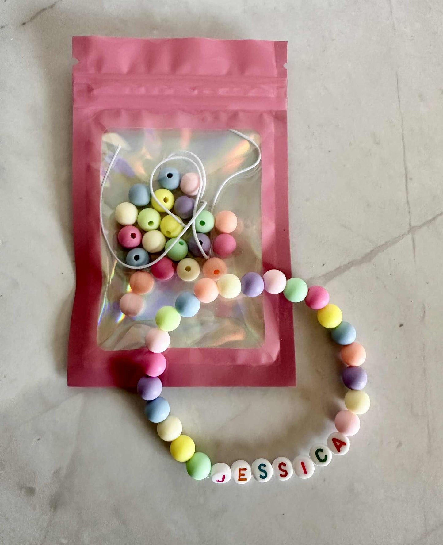 DIY Pastel Letter Bracelet Kit: Personalized Name Bracelet Party Favor