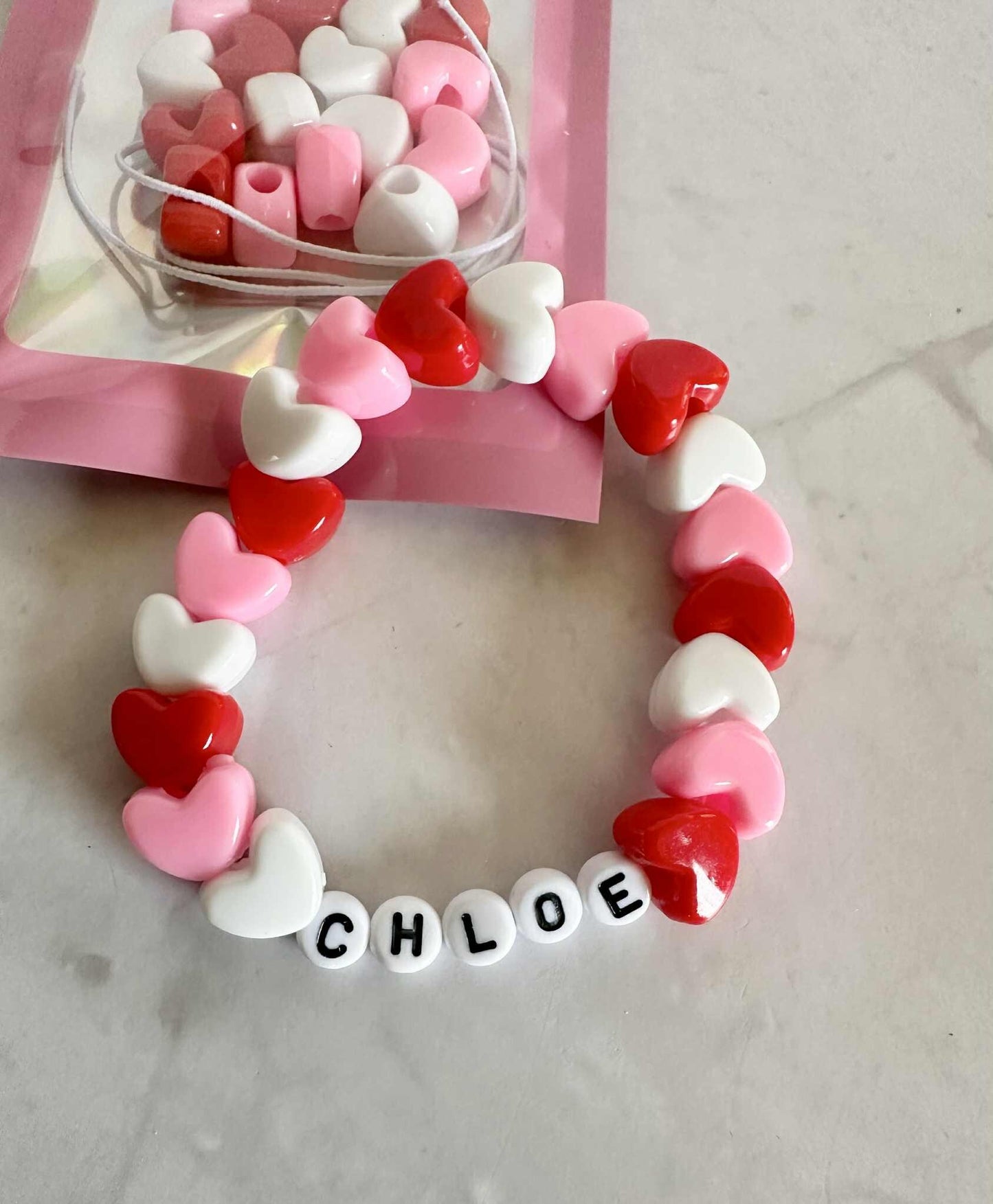 DIY Hearts Bracelet Kit: Custom Name, Birthday Party Favor