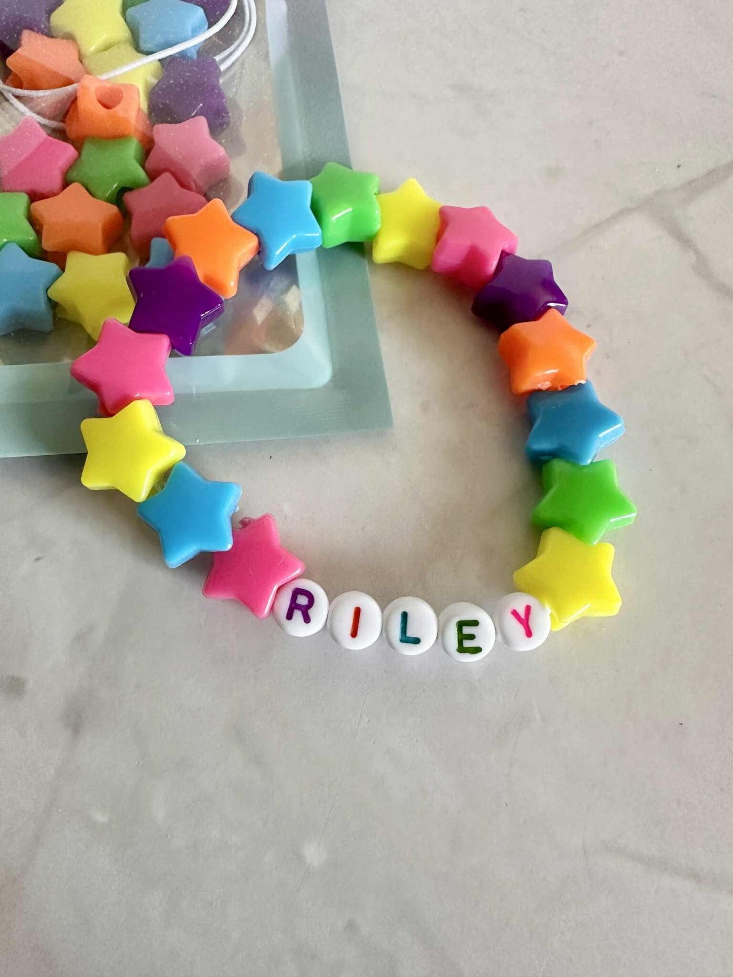 DIY Rainbow Star Bracelet Kit: Personalized Name Bracelet Party Favor