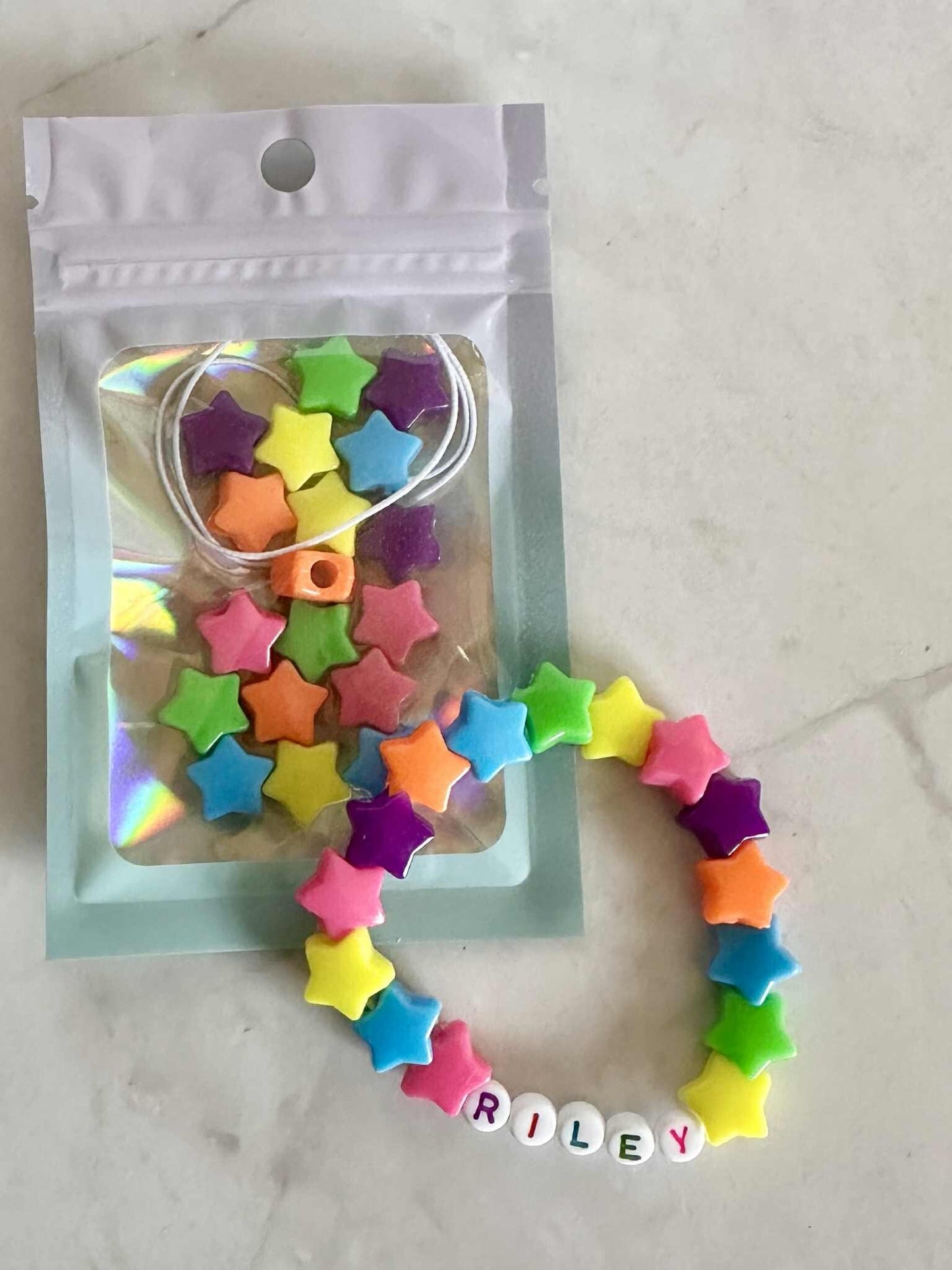 DIY Rainbow Star Bracelet Kit: Personalized Name Bracelet Party Favor