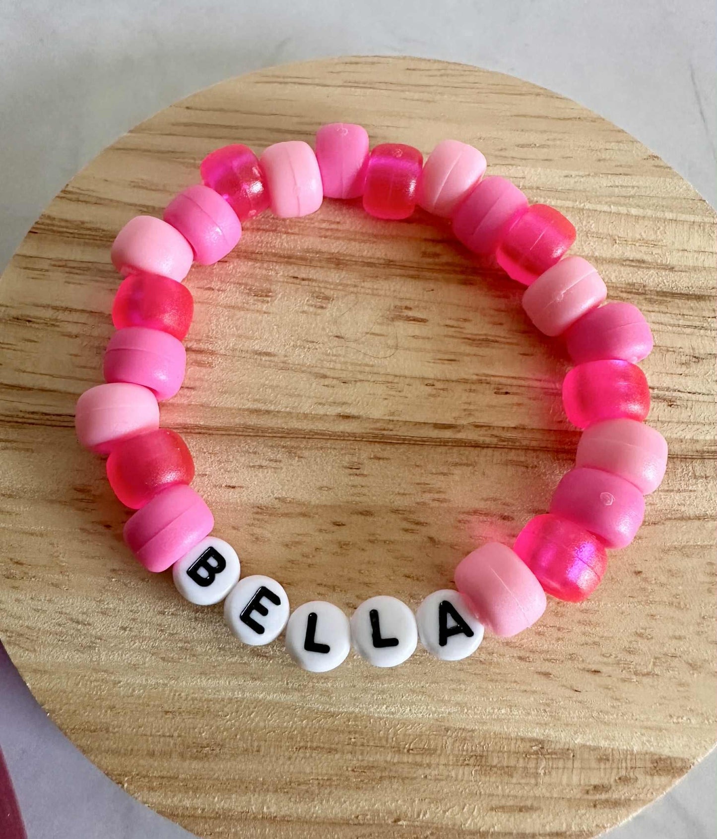 DIY Personalized Name Bracelet Kit: Pink Jelly Beads, Birthday Party Favor