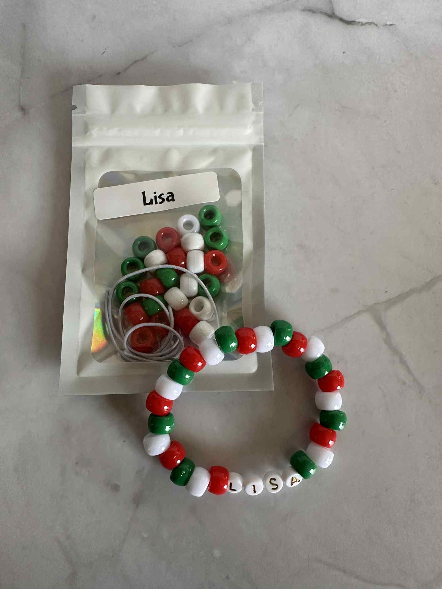 DIY Christmas Bracelet Kit: Personalized Name, Party Favor