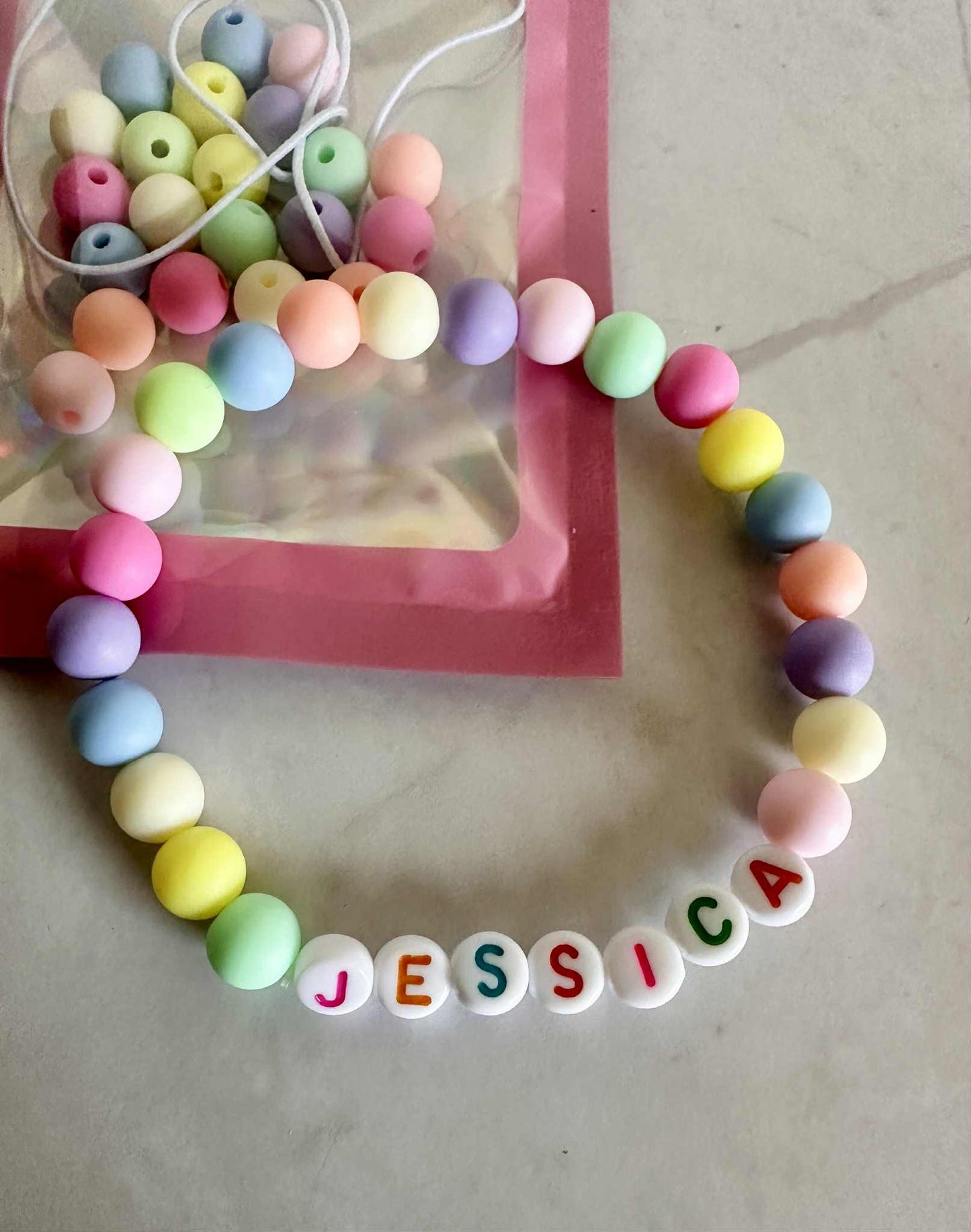 DIY Pastel Letter Bracelet Kit: Personalized Name Bracelet Party Favor