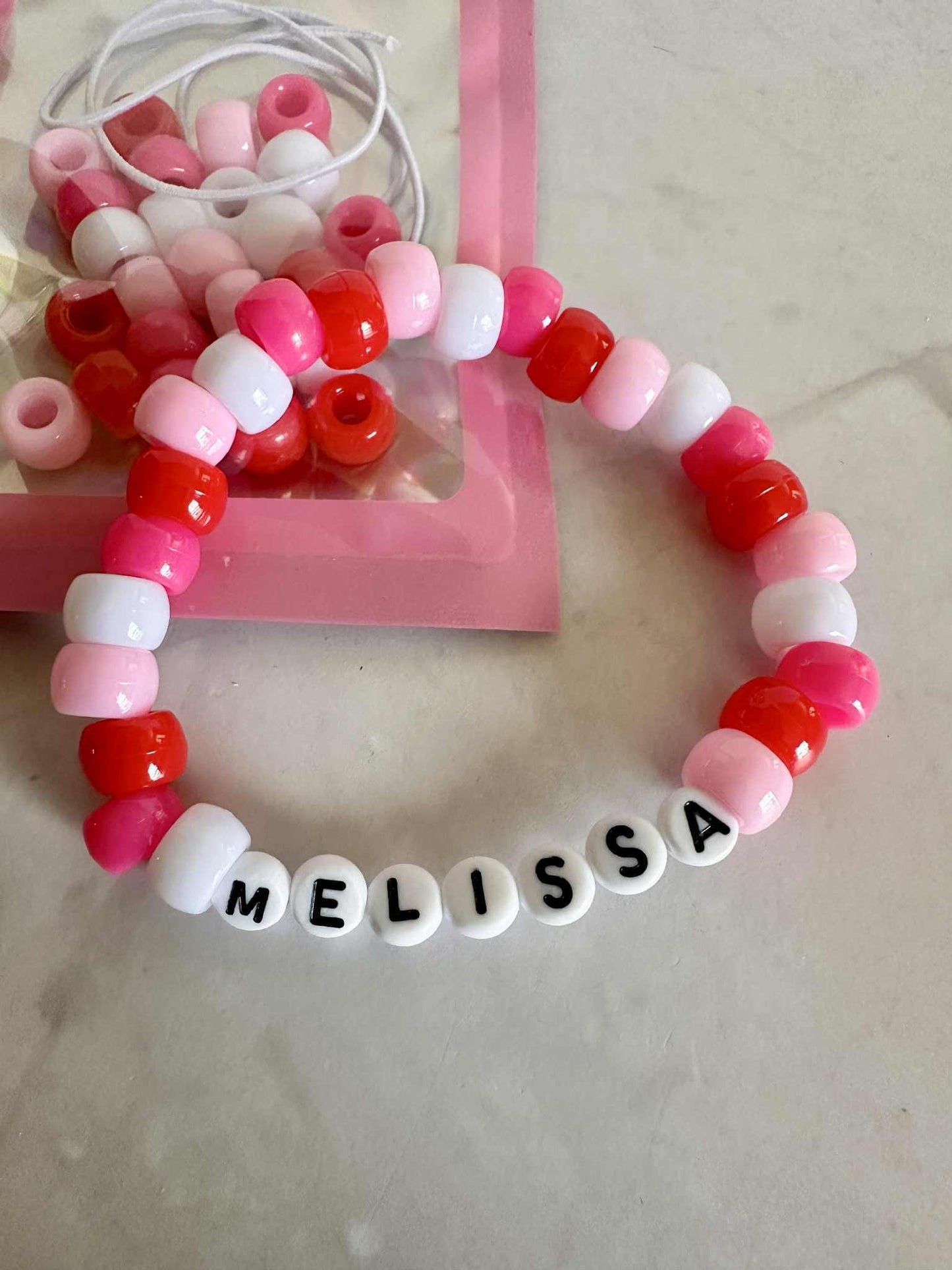 DIY Valentine Bracelet Kit: Custom Name, Kids Party Favor