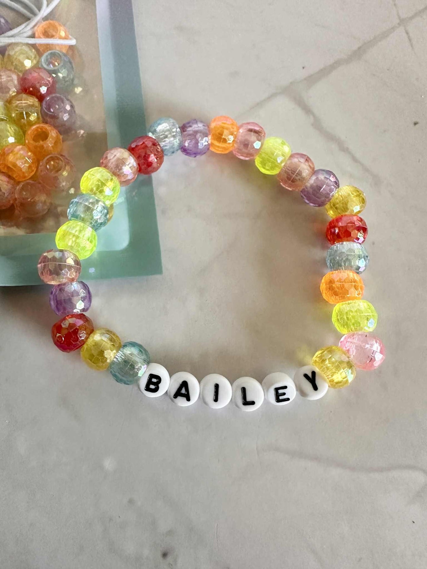 DIY Rainbow Glitter Bracelet Kit: Personalized Name Bracelet Party Favor