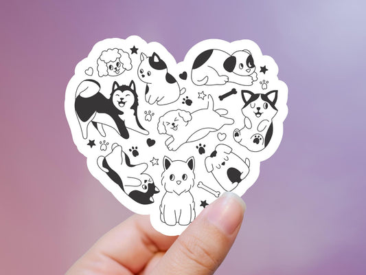 Heart With Many Dogs Inside Sticker