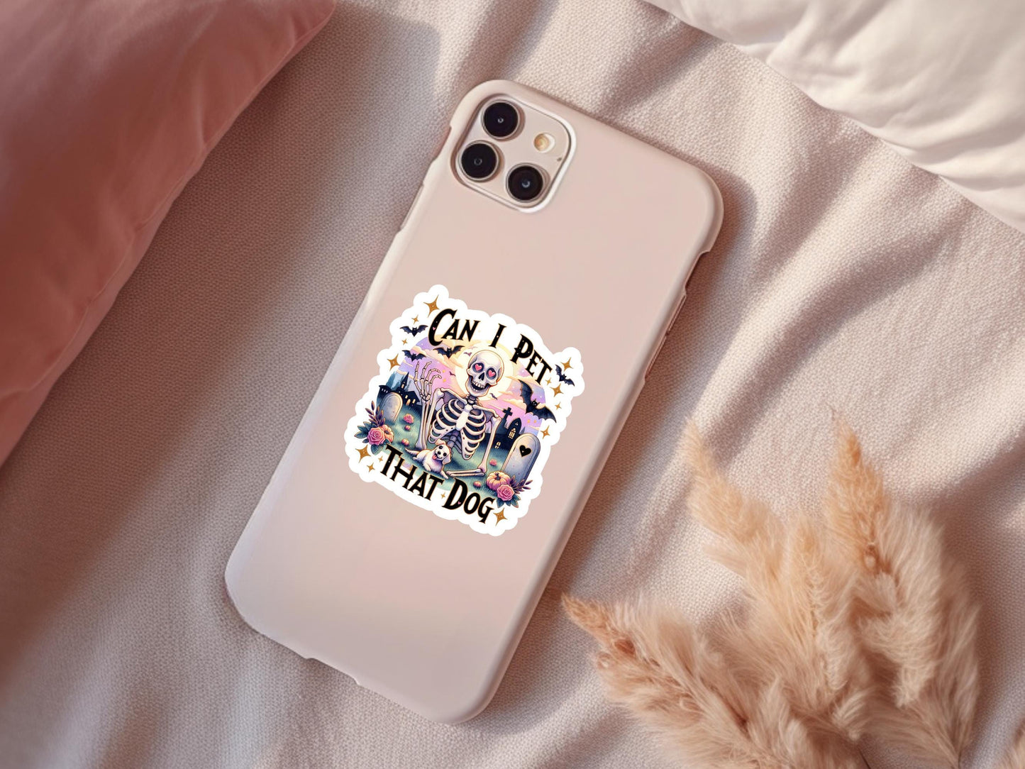 Skeleton Can I Pet That Dog Sticker