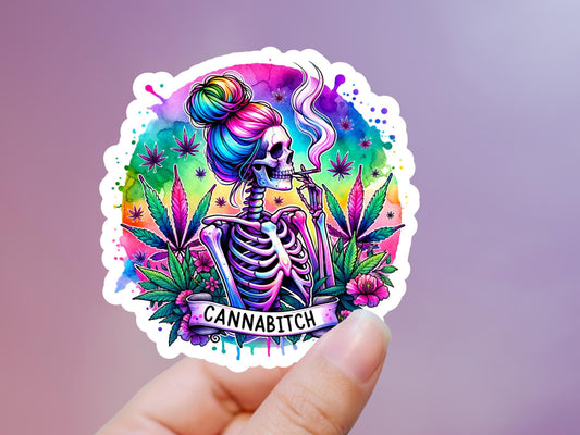 Cannabitch Skeleton Vinyl Sticker