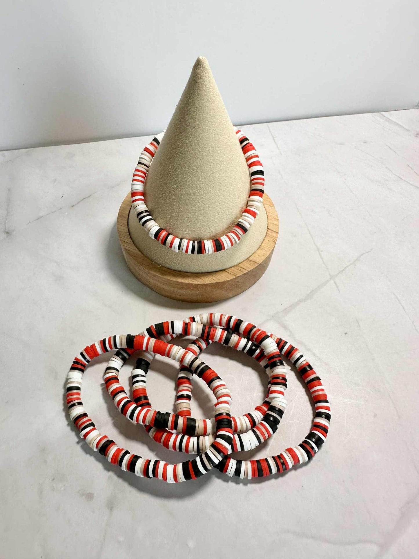 Single Strand Tribal Heishi Clay Beaded Bracelet