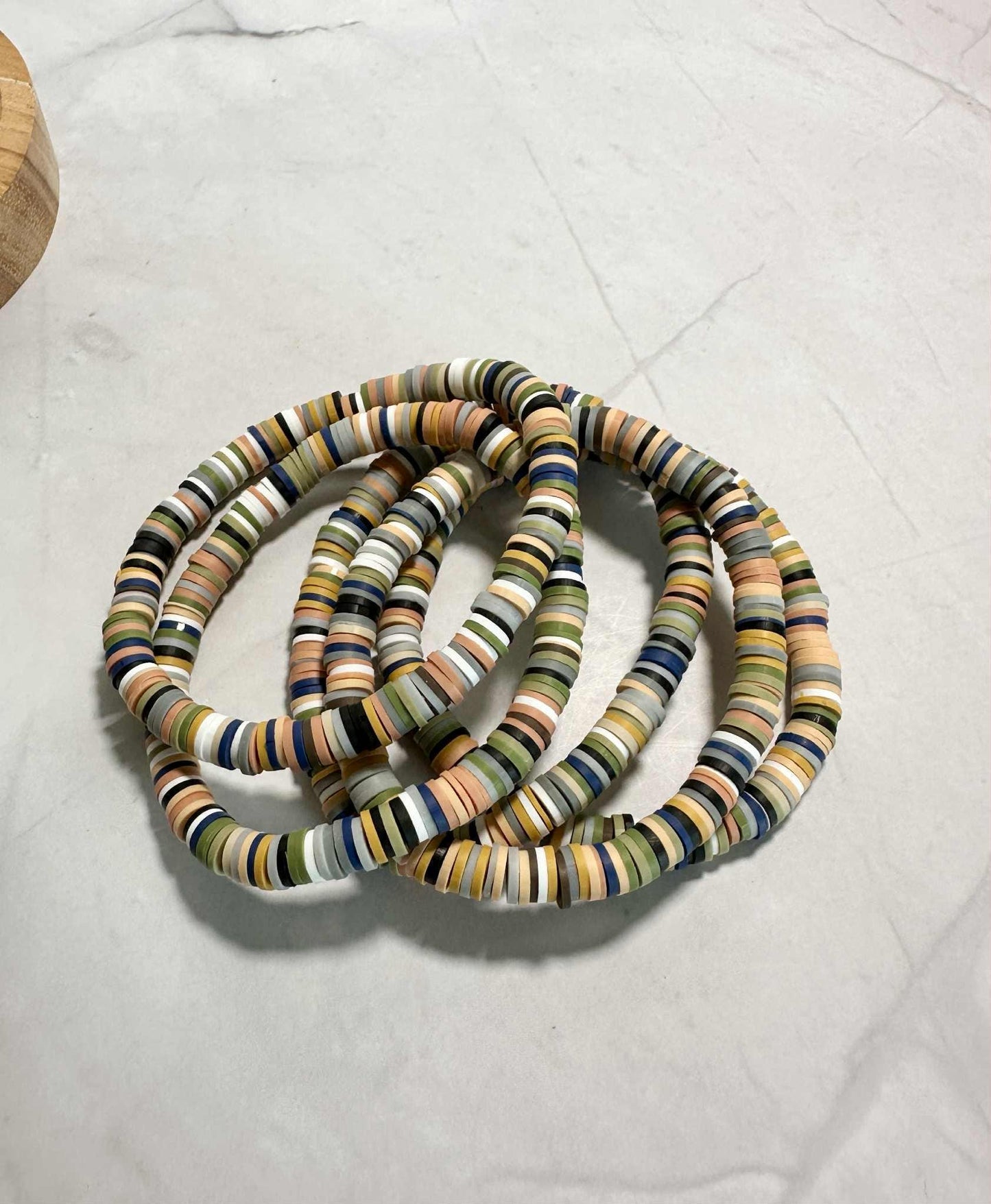 Single Strand Golden Harvest Clay Heishi Bead Bracelet