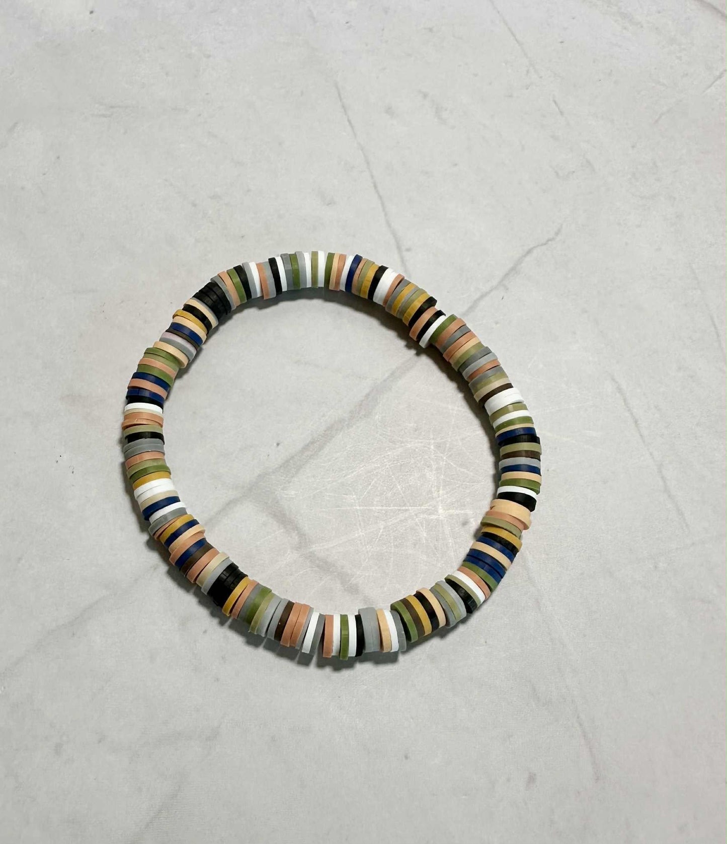 Single Strand Golden Harvest Clay Heishi Bead Bracelet