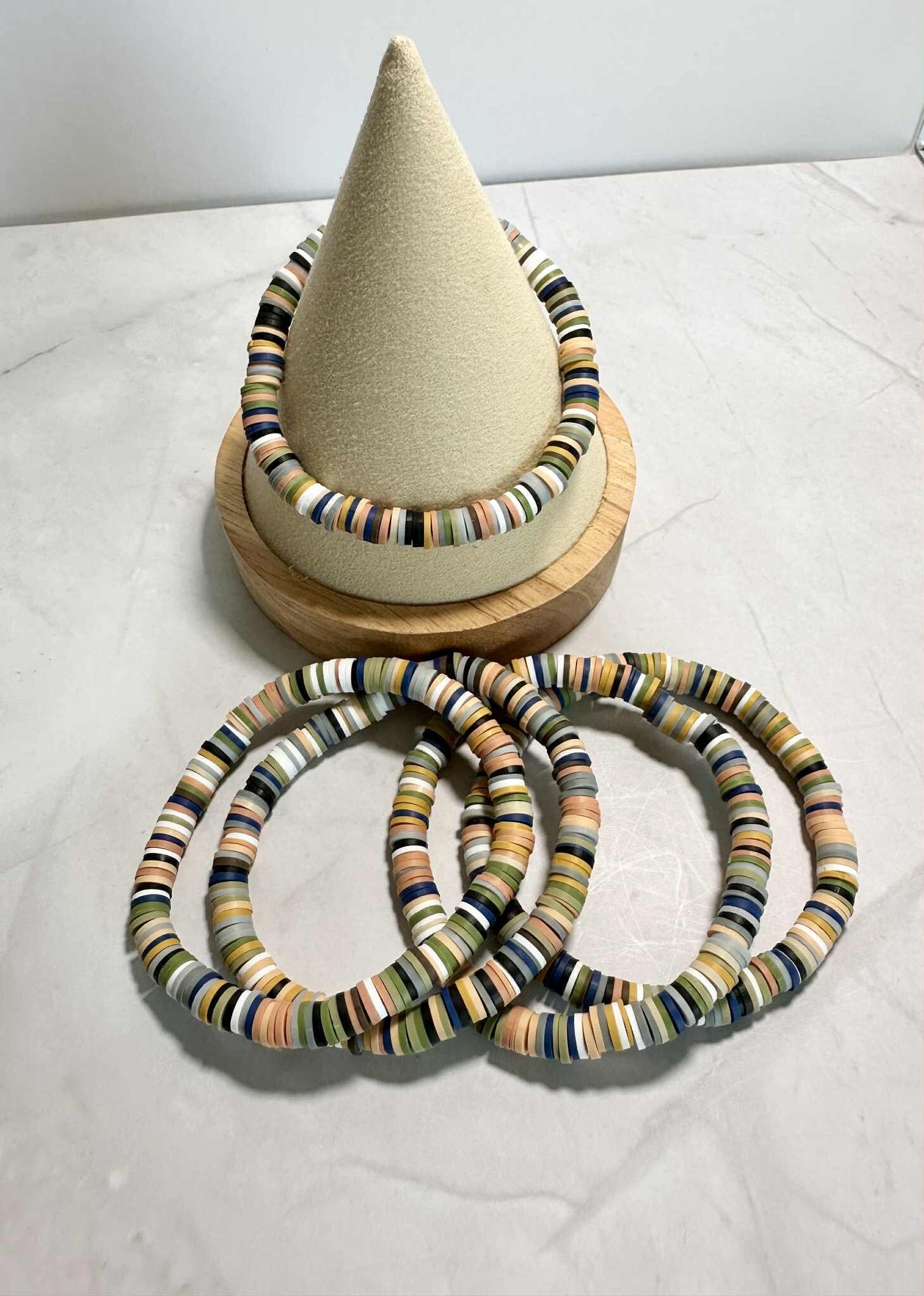 Single Strand Golden Harvest Clay Heishi Bead Bracelet