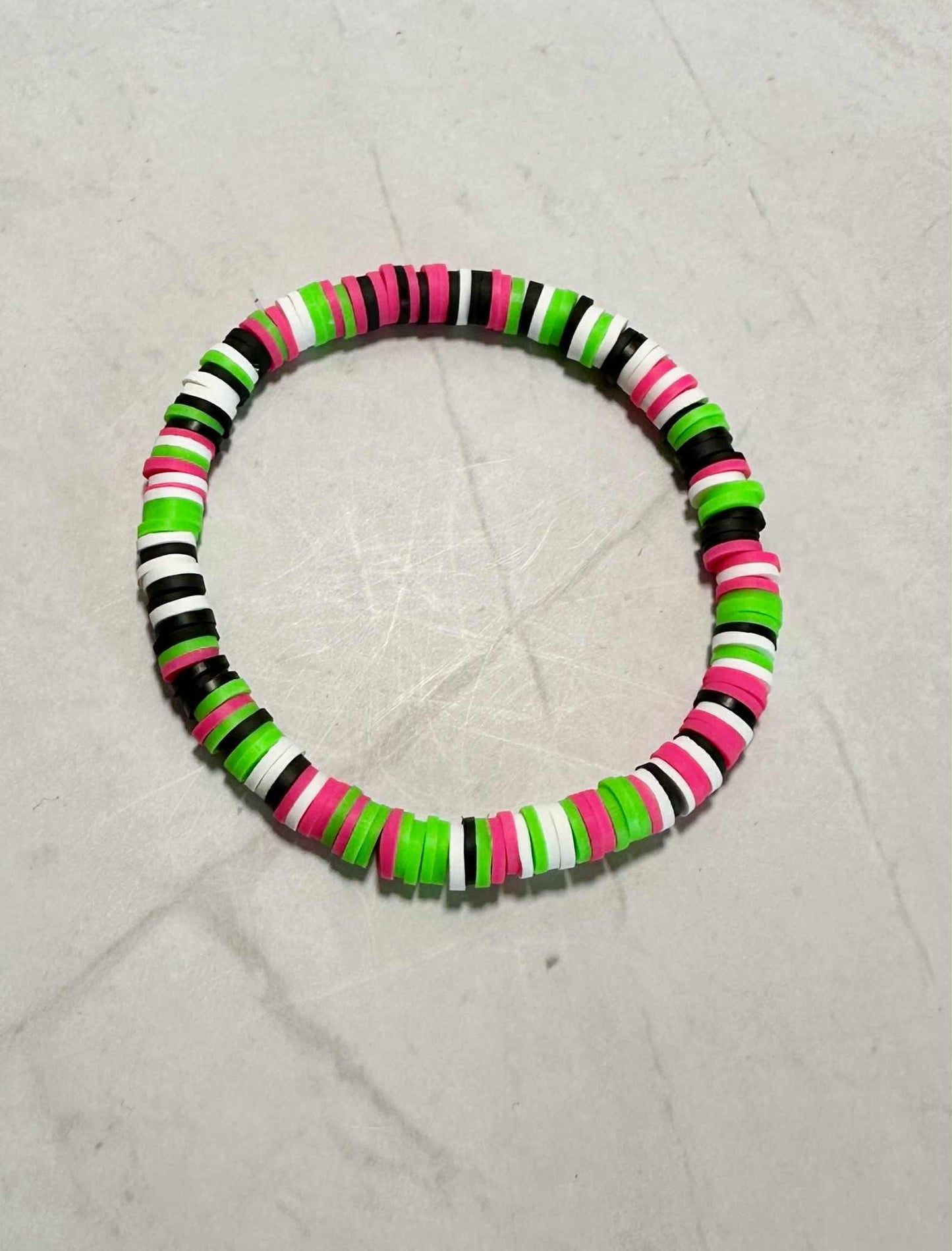 Single Strand Neon Jungle Clay Heishi Bead Bracelet