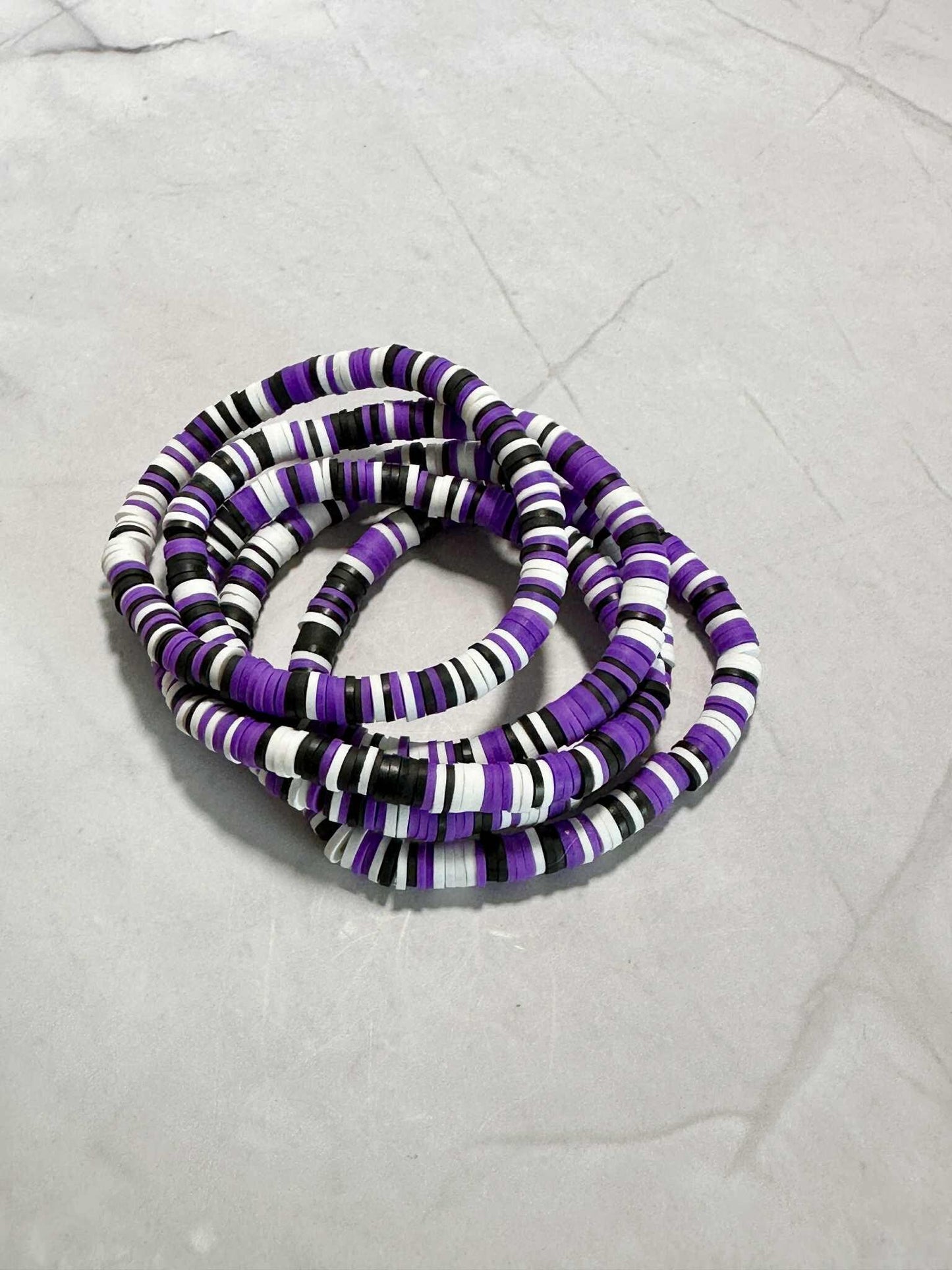 Single Strand Cosmic Plum Heishi Clay Beaded Bracelet