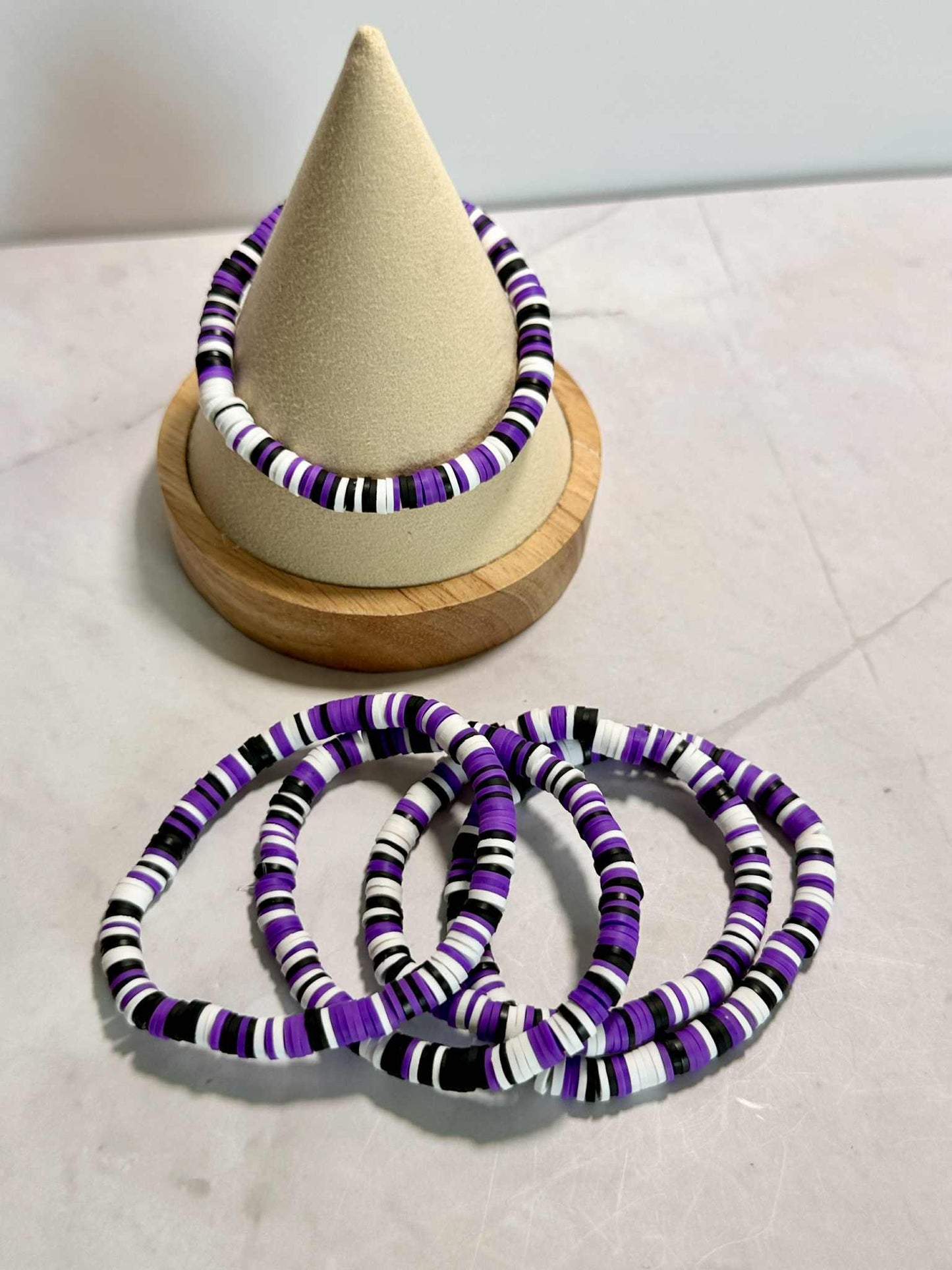 Single Strand Cosmic Plum Heishi Clay Beaded Bracelet