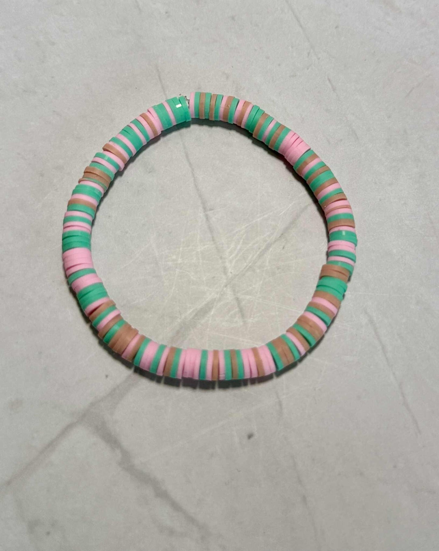 Single Strand Minted Blossom Clay Beaded Bracelet