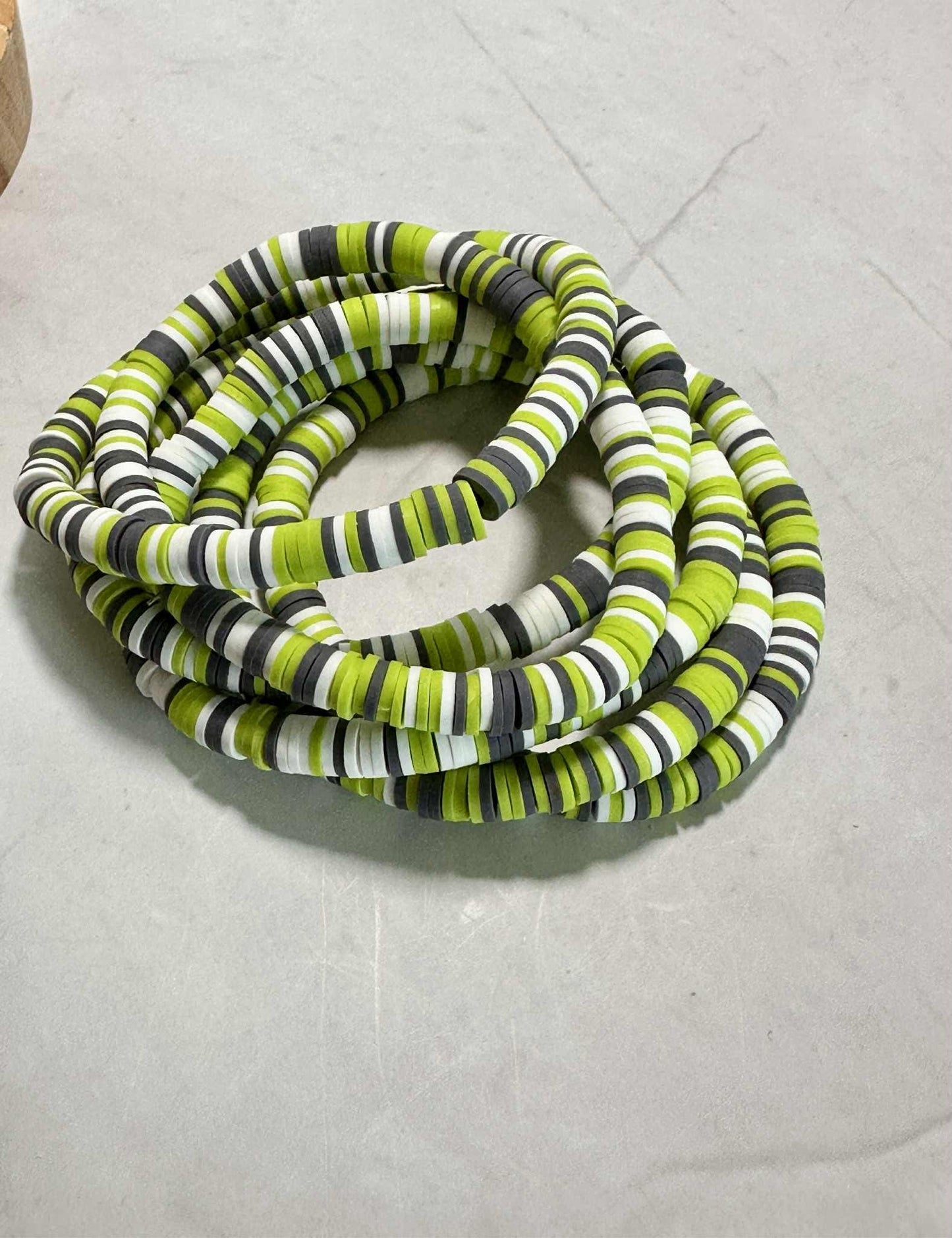 Single Strand Lime Heishi Clay Beaded Bracelet