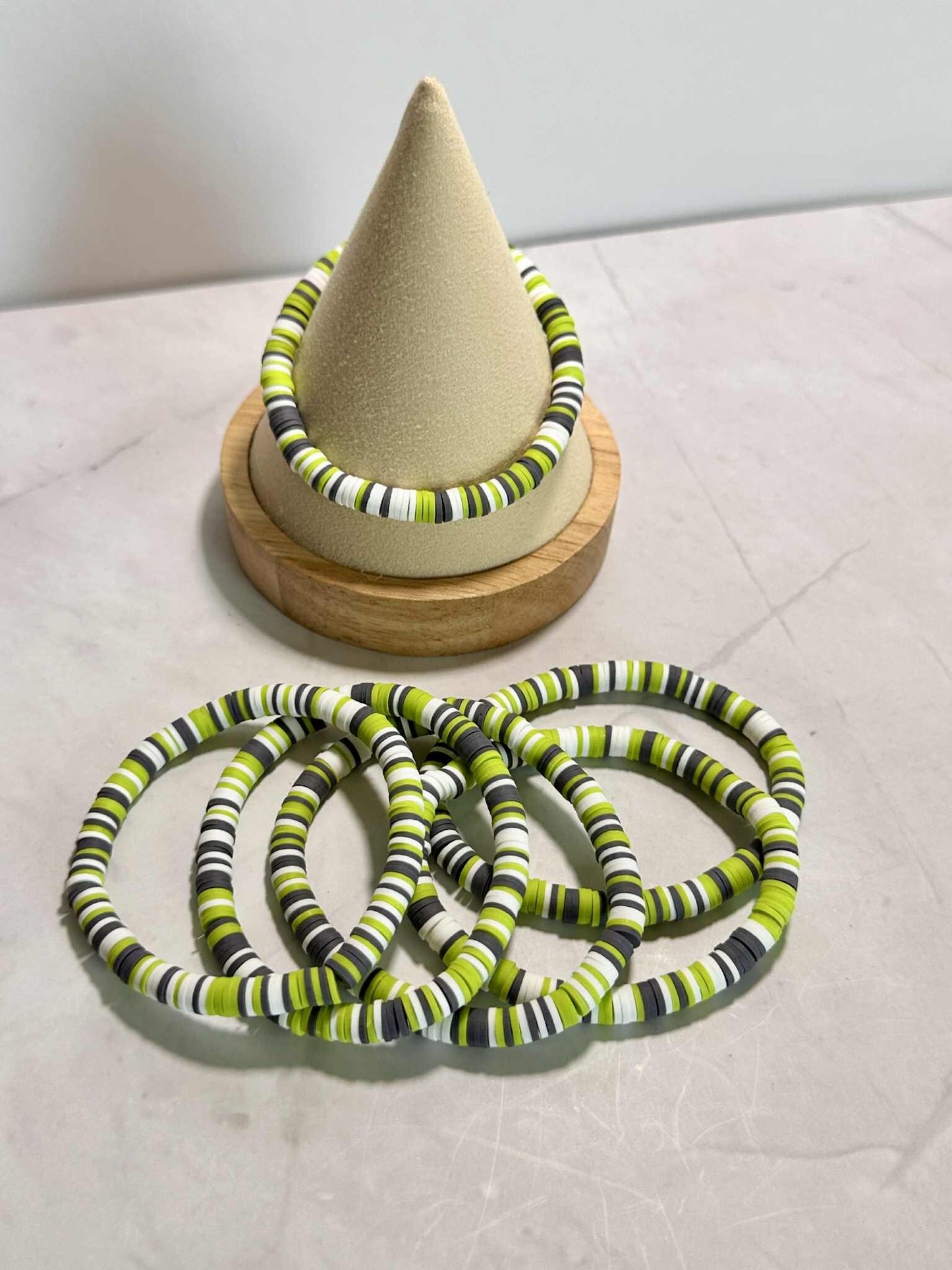 Single Strand Lime Heishi Clay Beaded Bracelet